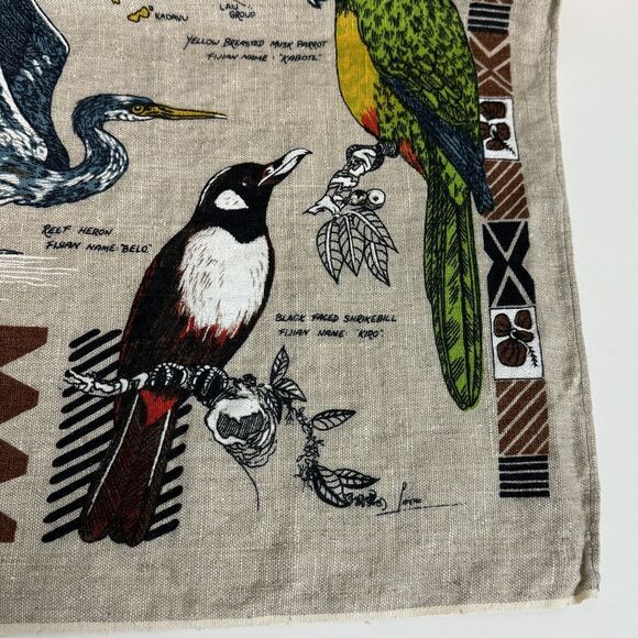 Vintage Linen Birds Of Fiji Travel Souvenir Tea Towel - Picture 8 of 10